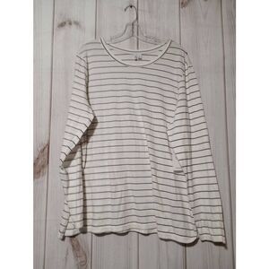 Nordstrom Shirt Ladies 3x White Black Long‎ Sleeve Semi Sheer